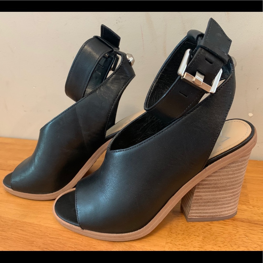 Marc Fisher black leather peep toe heels